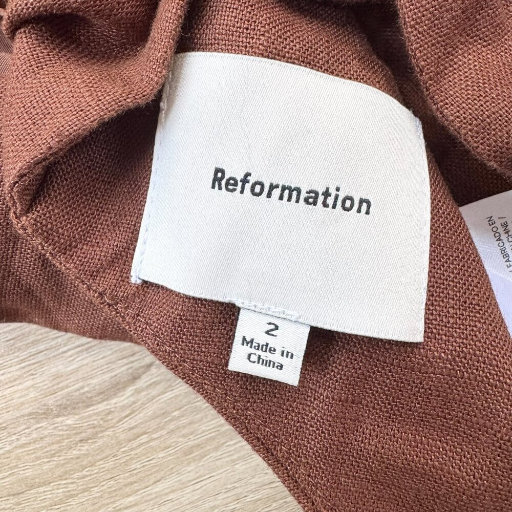 NWT Reformation Aida Linen Vest Top Chocolate Cake Brown 2 - Picture 8 of 13